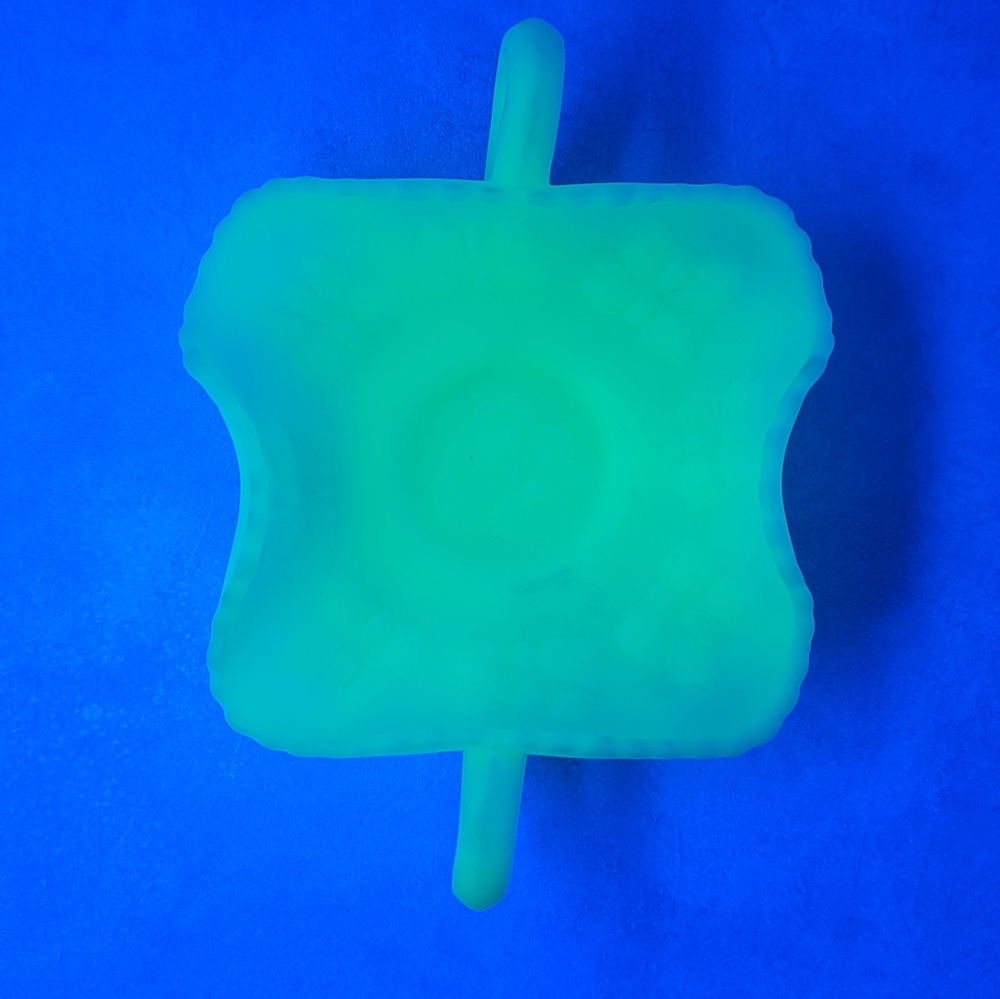 Uranium Glass Dish vintage Fenton dish custard glass lemon yellow glows
